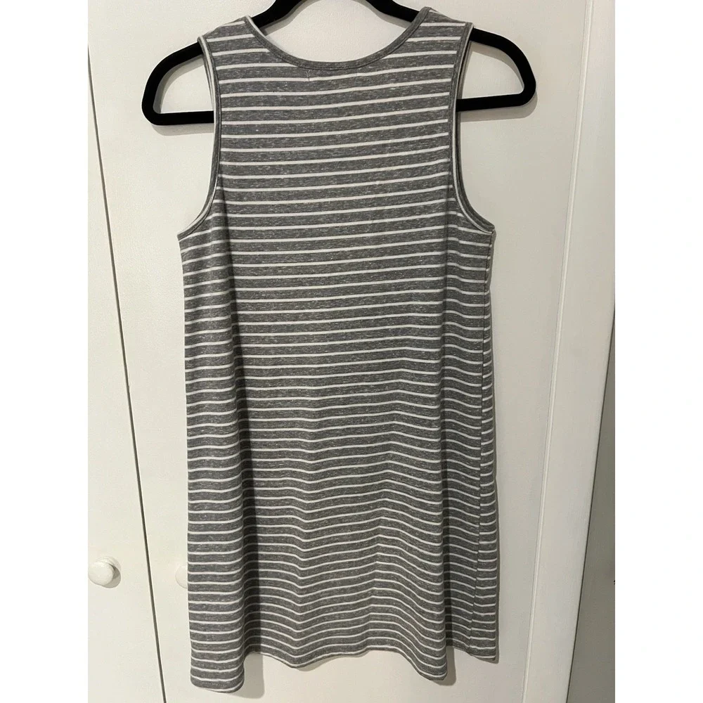 New YA Los Angeles Striped‎ Dress Women's Small Gray White Studded Detail Tank